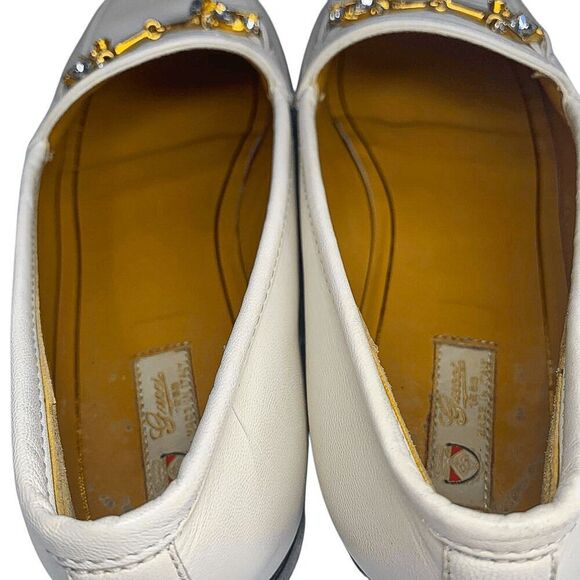 Gucci Jordaan Horsebit Loafers EU 36 US 6 White Leather Flat Slip On Shoes - Picture 13 of 16